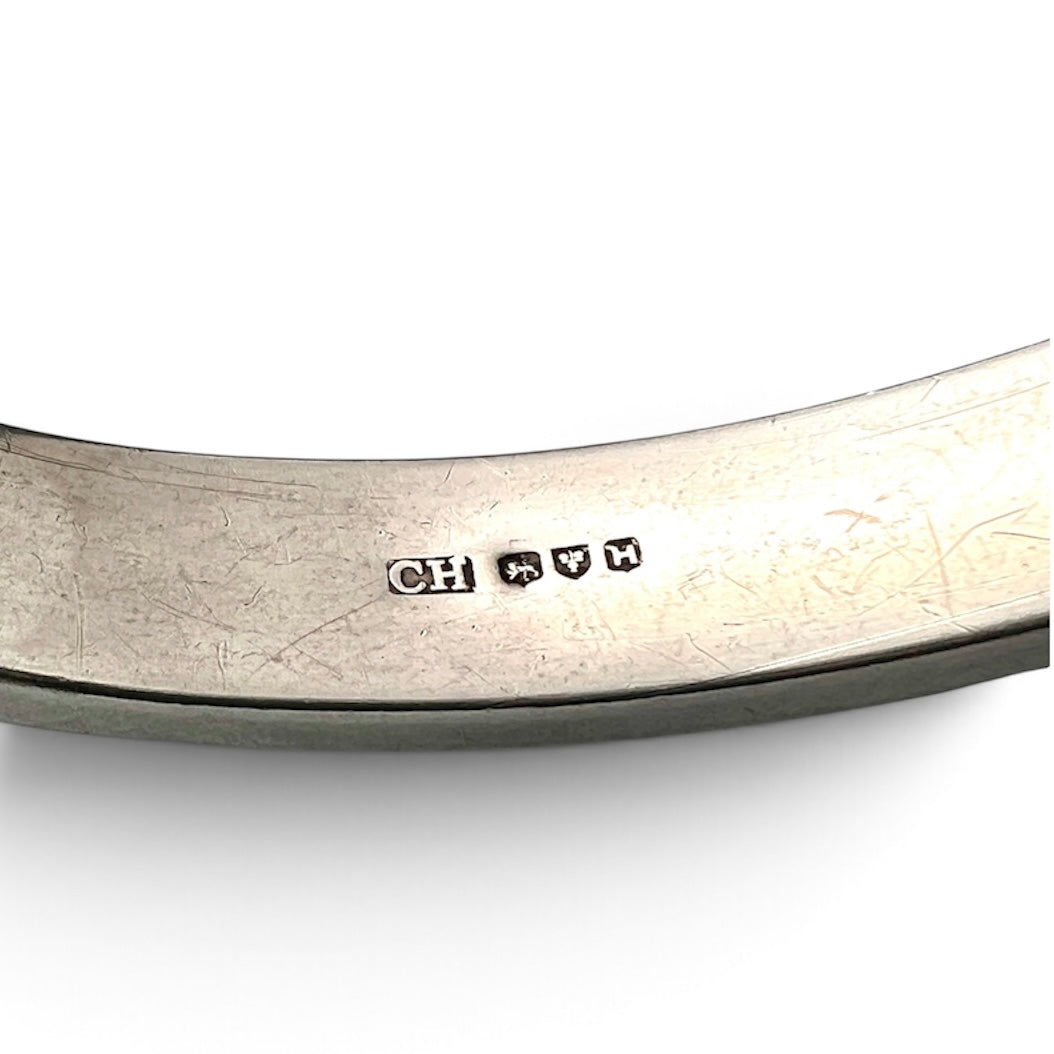 Vintage Charles Horner Sterling Silver Engraved Hinged Bangle