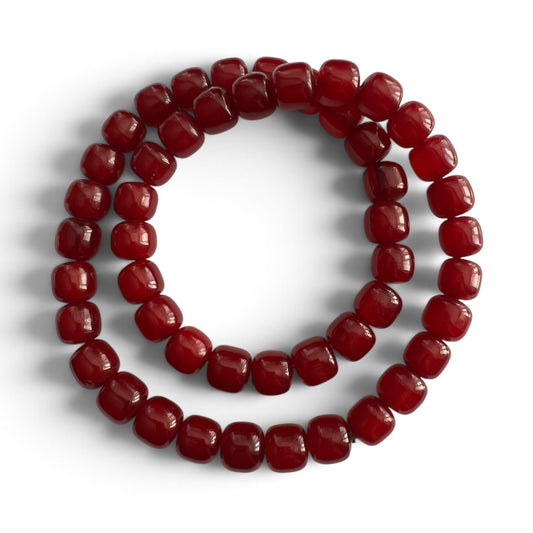 Art Deco Faturan Style Cherry Amber Red Faceted Bead Necklace