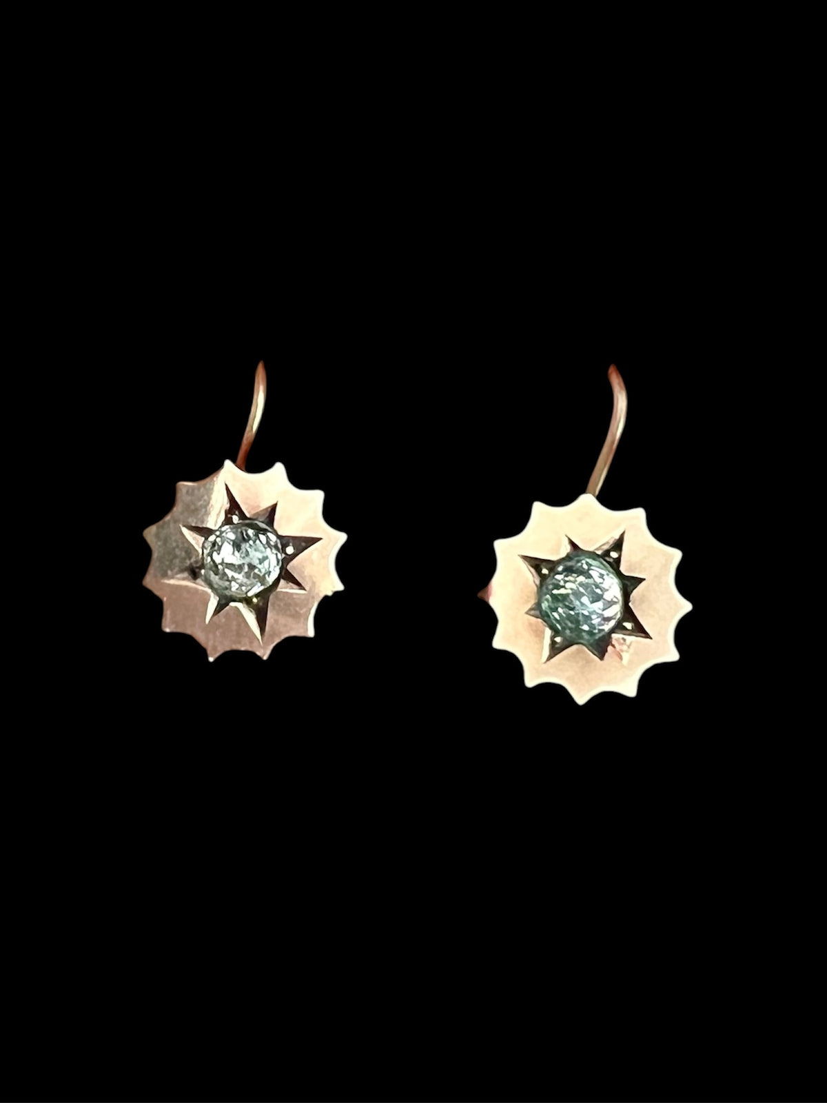 Victorian Gold Star Paste Diamond Earrings