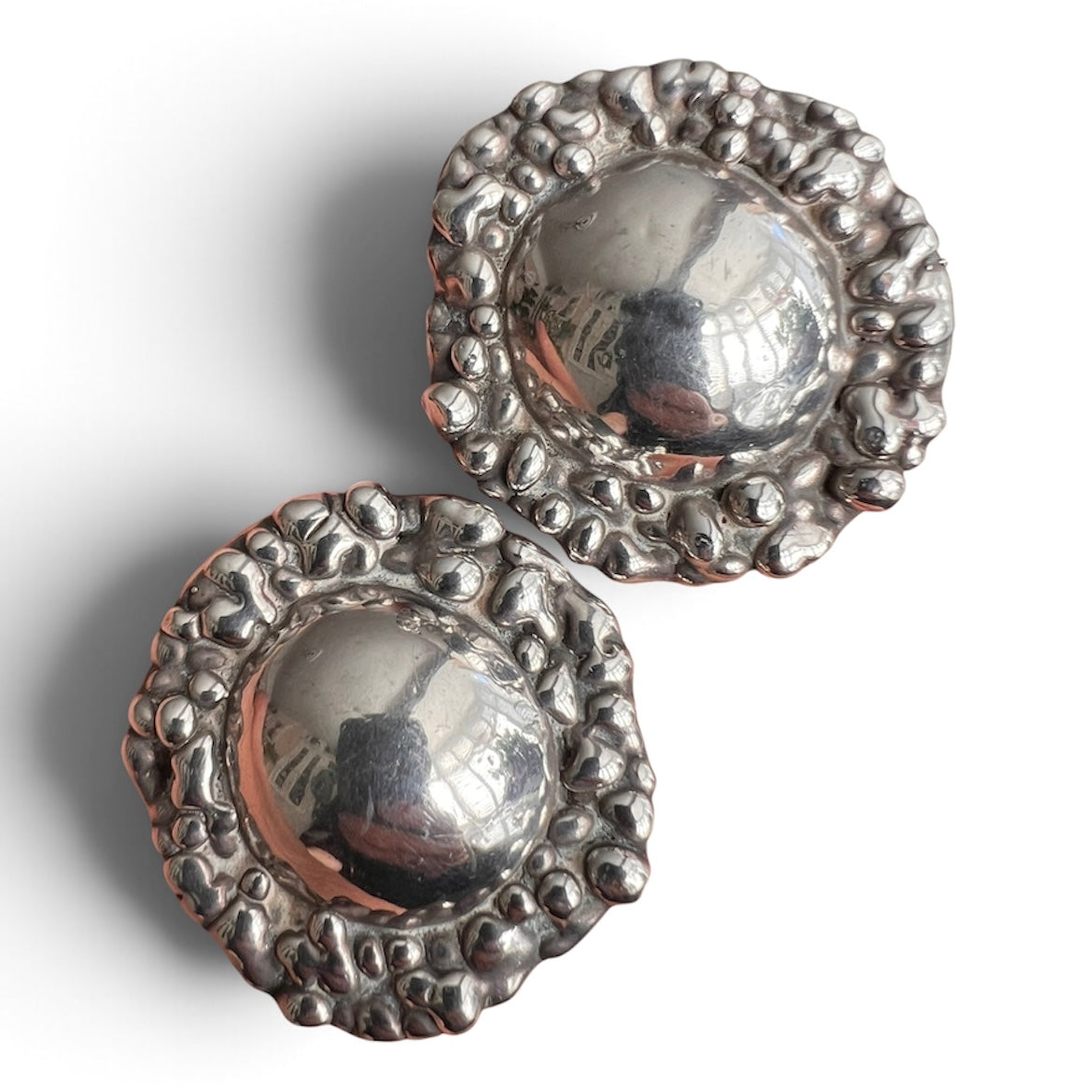 Huge Vintage Retro Hallmarked Silver Clip-on Earrings