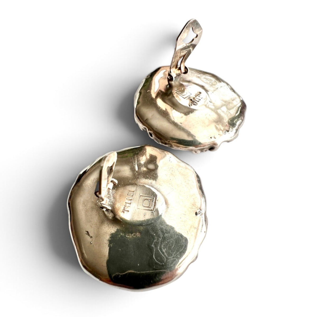 Huge Vintage Retro Hallmarked Silver Clip-on Earrings