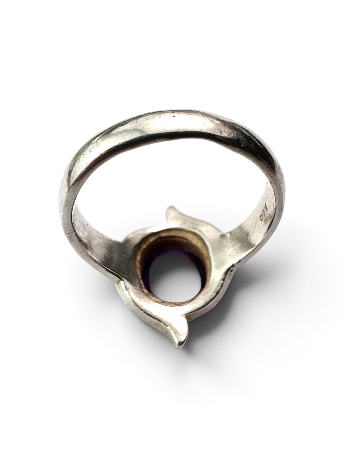 Vintage Modernist Amethyst Solitaire Silver Ring