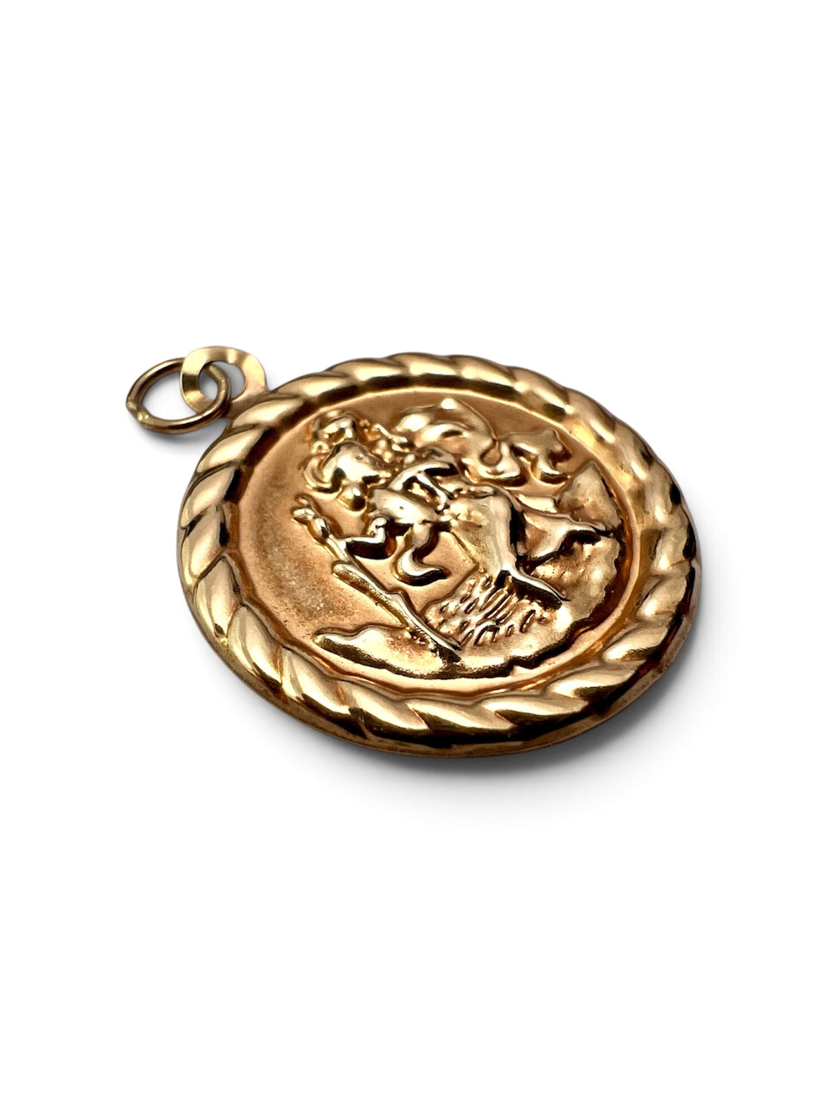 Vintage Solid 9CT Gold St Christopher Medallion Pendant