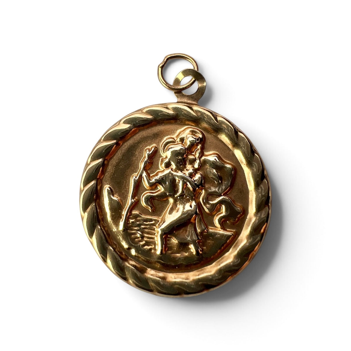 Vintage Solid 9CT Gold St Christopher Medallion Pendant