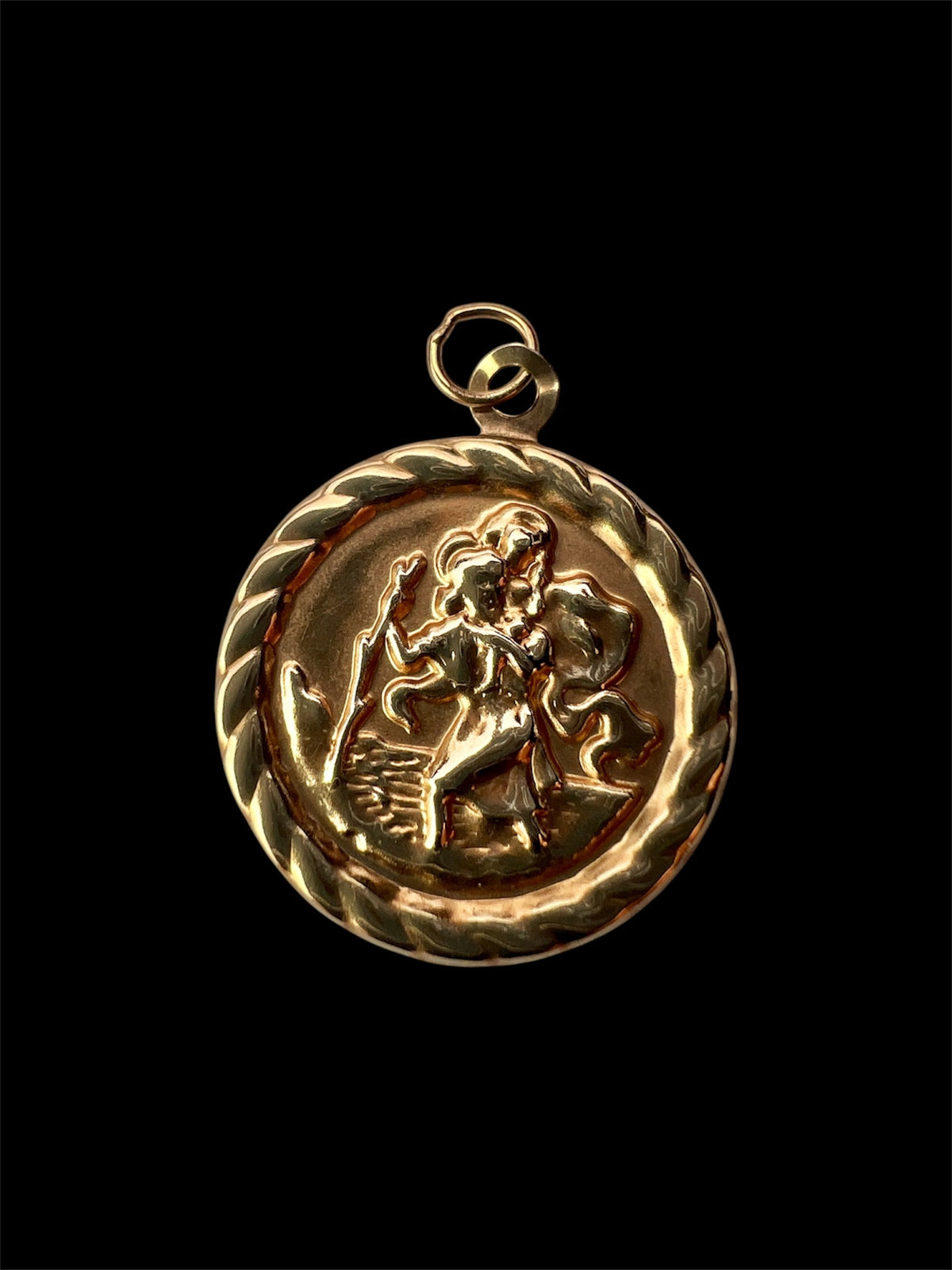Vintage Solid 9CT Gold St Christopher Medallion Pendant