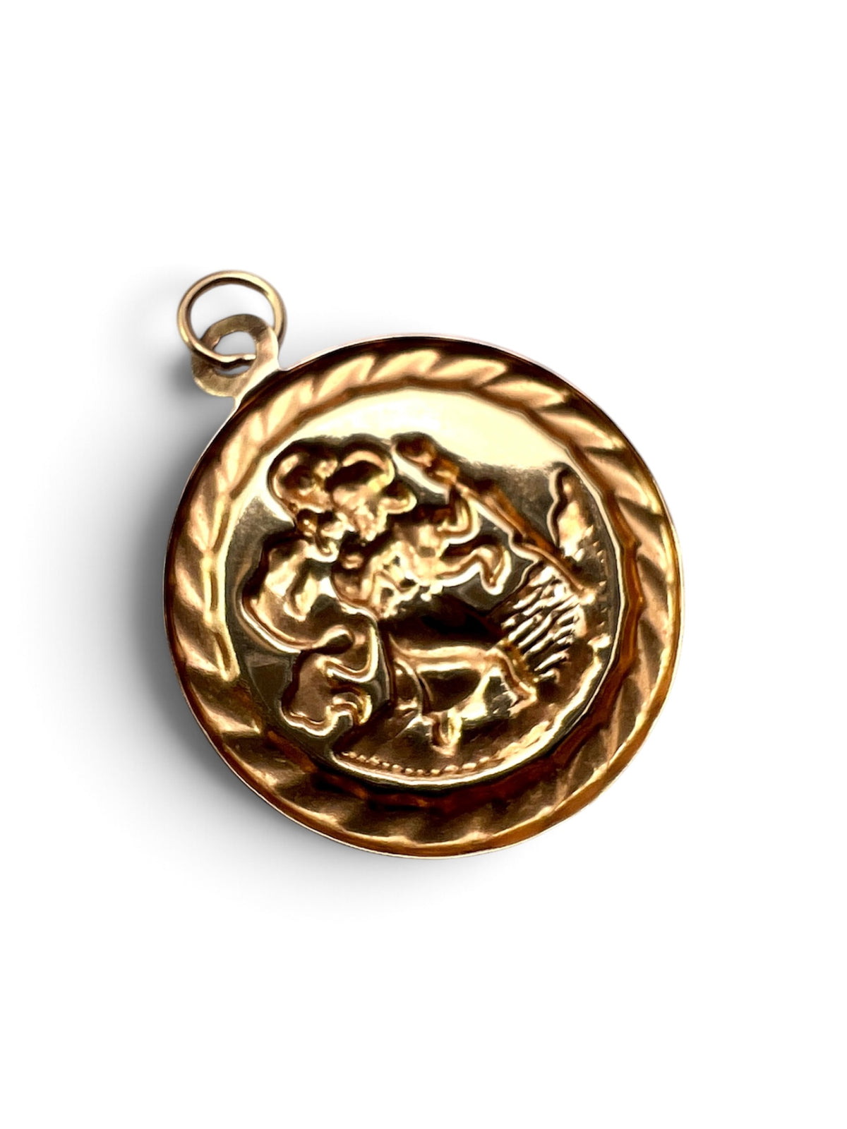 Vintage Solid 9CT Gold St Christopher Medallion Pendant