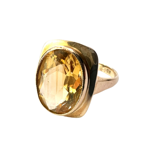 Retro 9CT Gold Citrine Ring