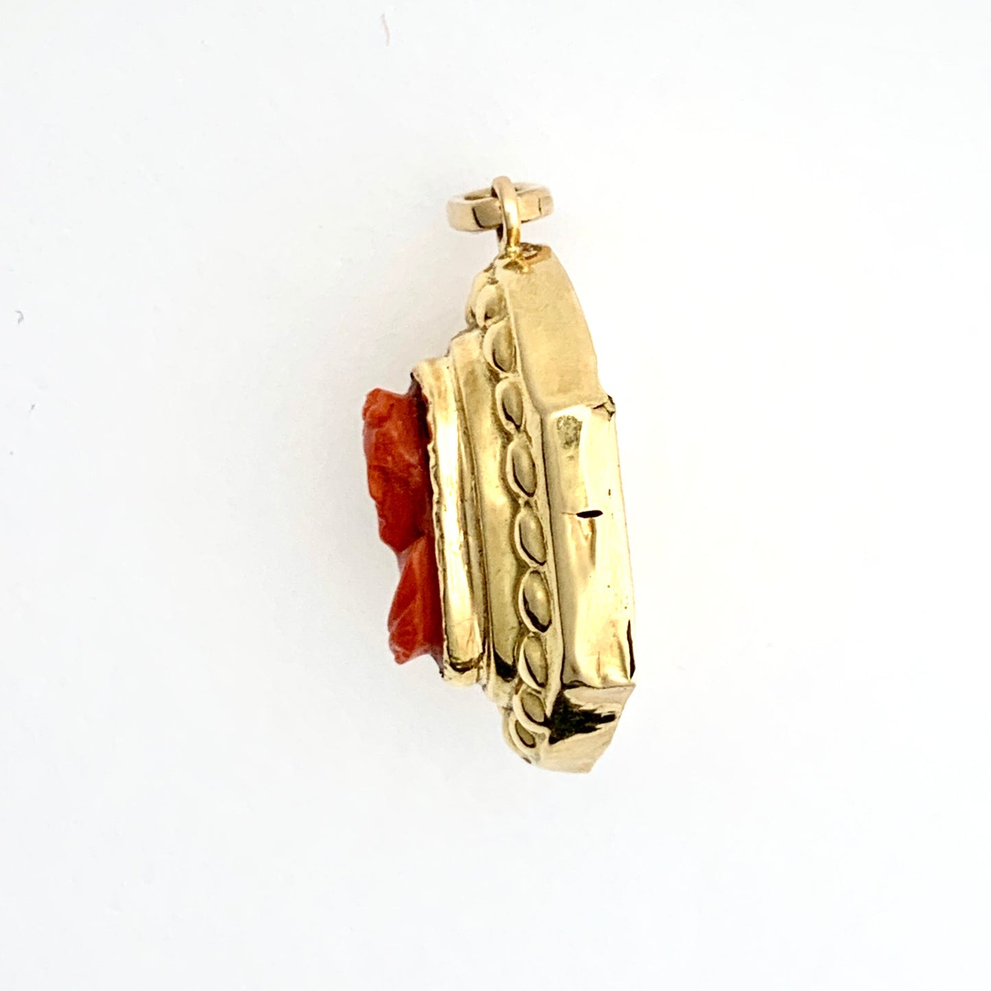 Victorian 18CT Gold Carved Coral Cameo Pendant