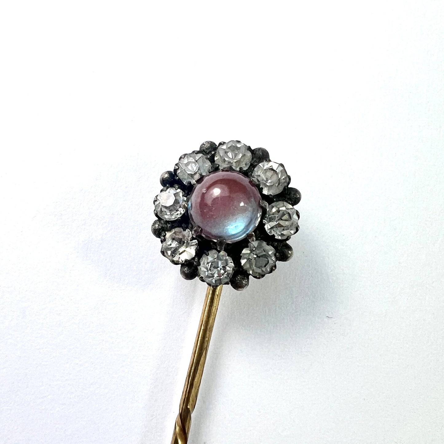 Victorian Saphiret and Foiled Paste Stick Pin