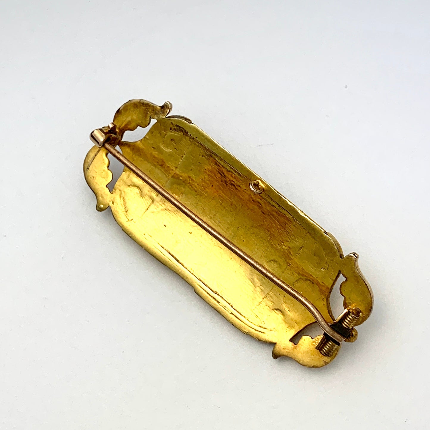 Large Victorian 15CT Gold Turquoise Etruscan Revival Brooch