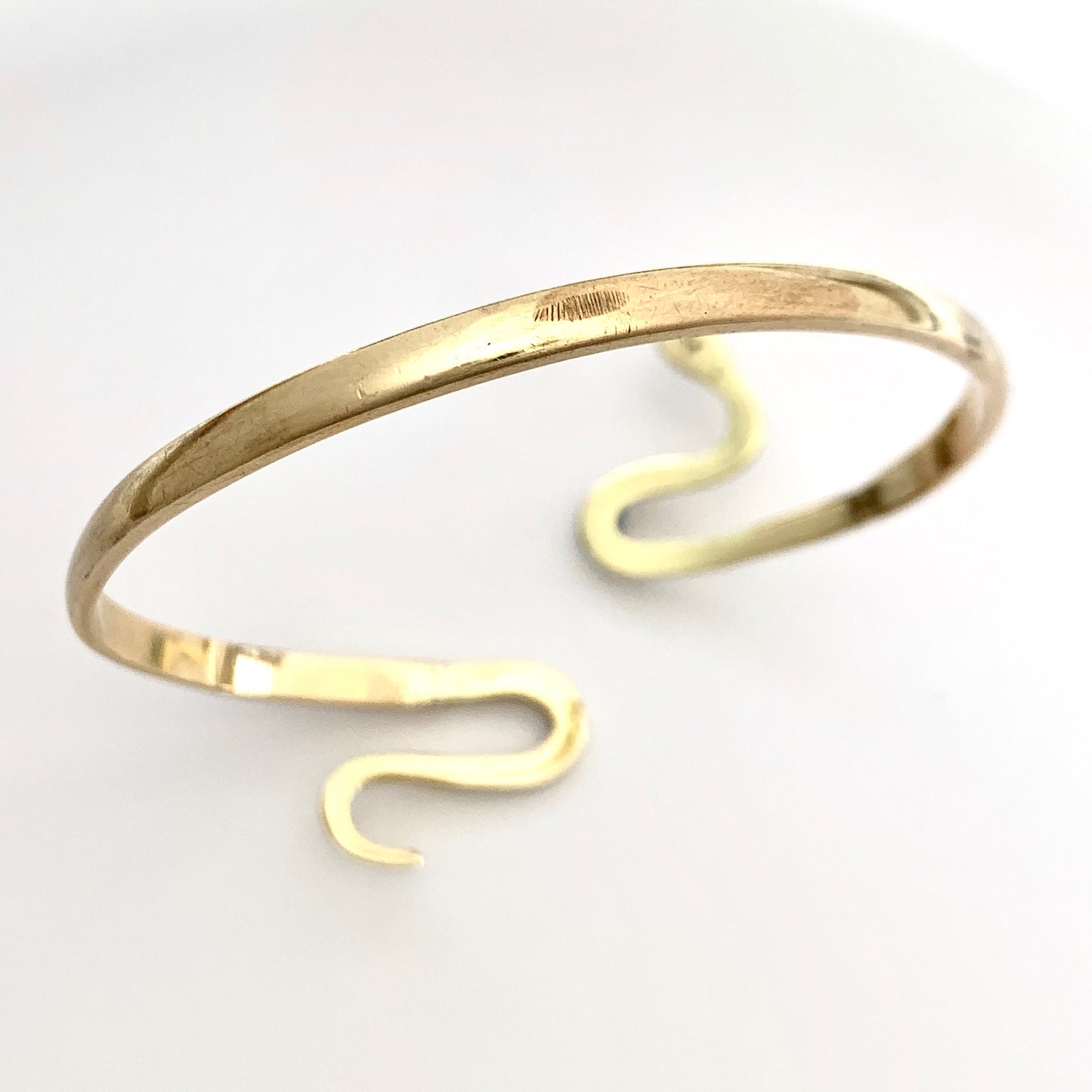 Vintage Diamond-set Solid Gold Snake Slave Bangle