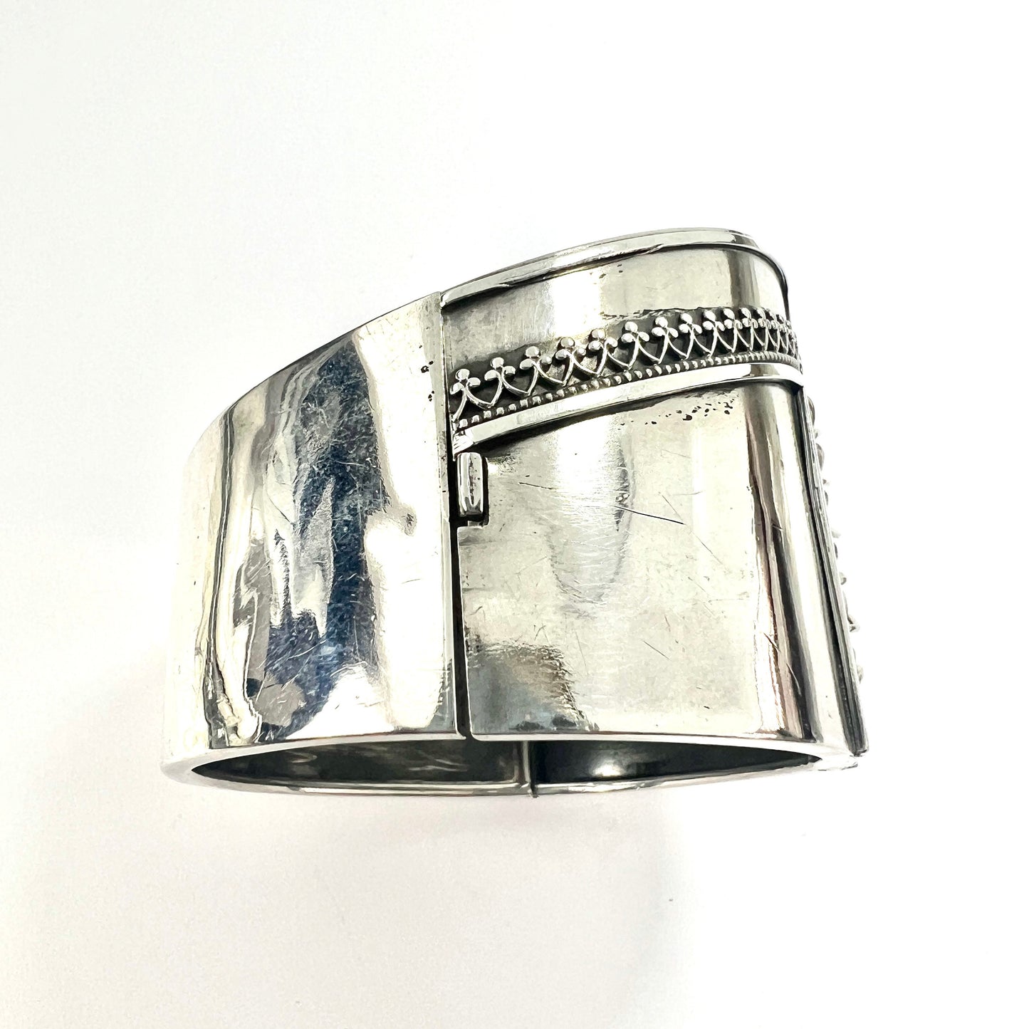 Rare Victorian Sterling Silver Corset Bangle