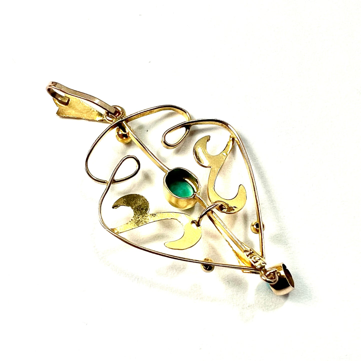 Edwardian 9CT Gold Turquoise Lavalier Pendant