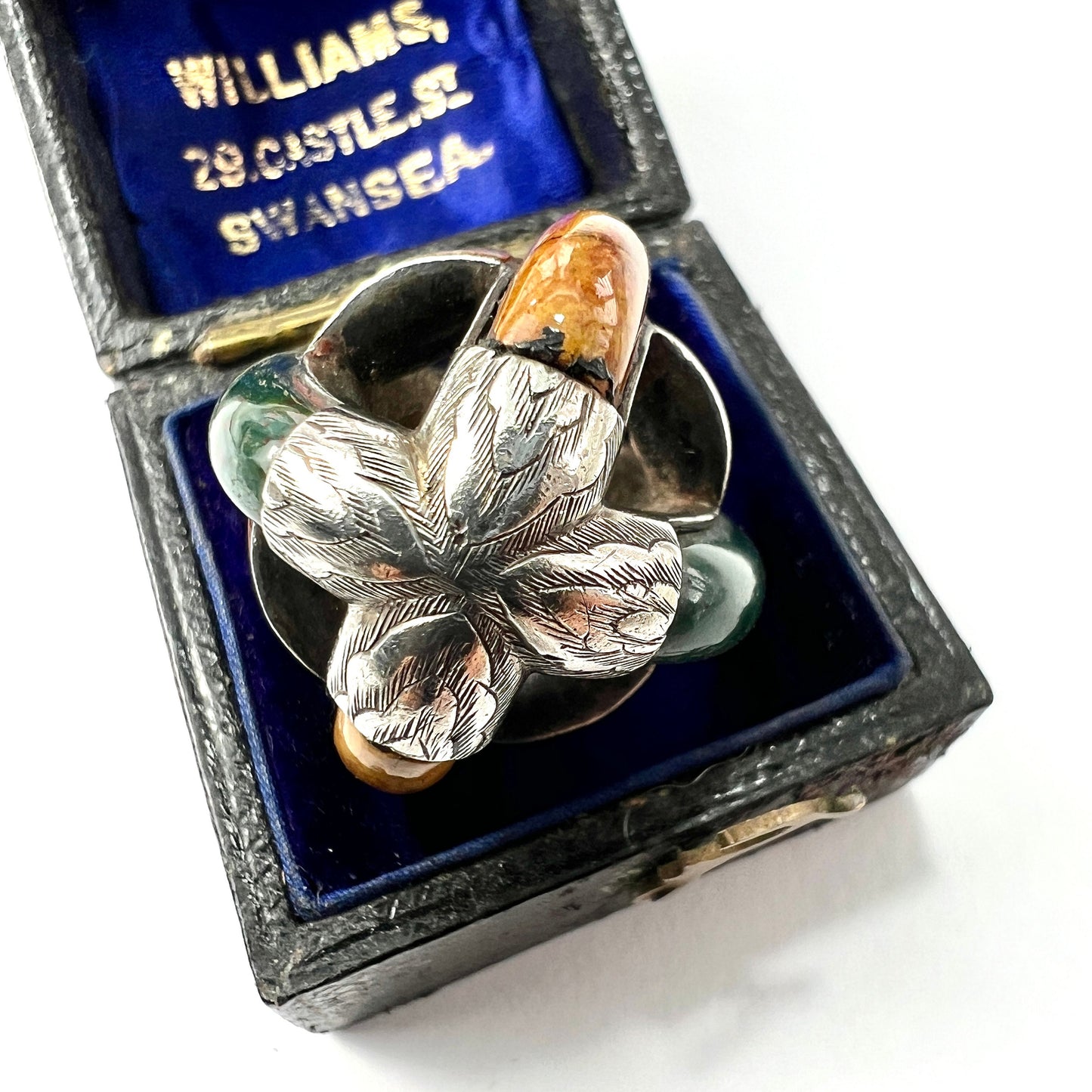 Scottish Victorian Agate Silver Cage Pendant