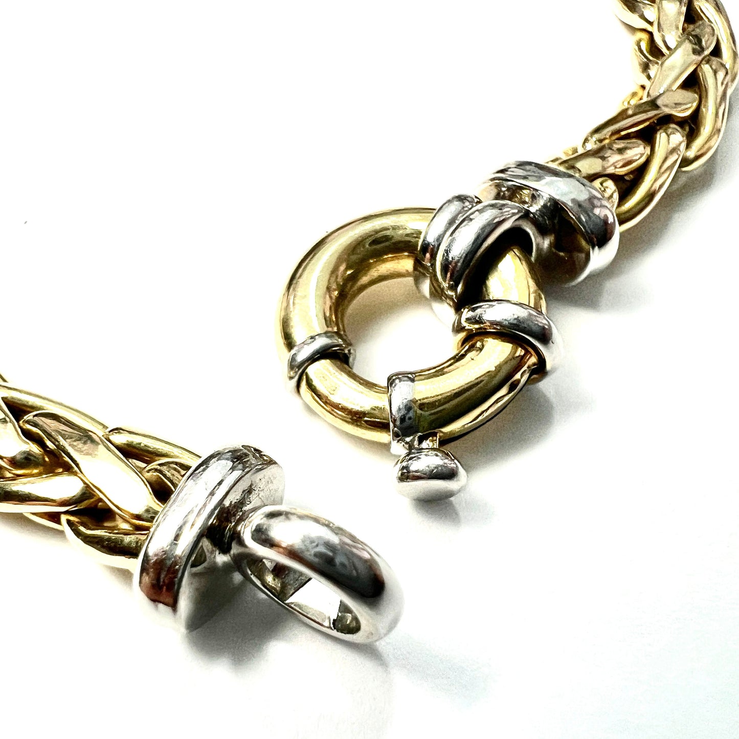 Vintage 9CT Yellow and White Gold Spiga Wheat Style Bracelet