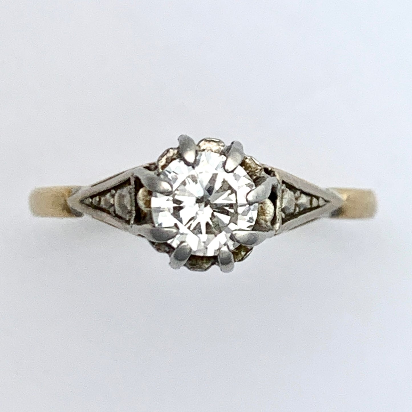 Vintage Diamond Solitaire Engagement Ring in 18CT Gold and Platinum