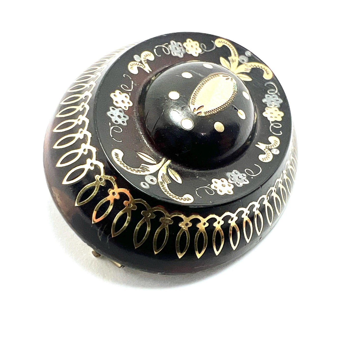 Victorian Pique Work Brooch in Gold and Silver