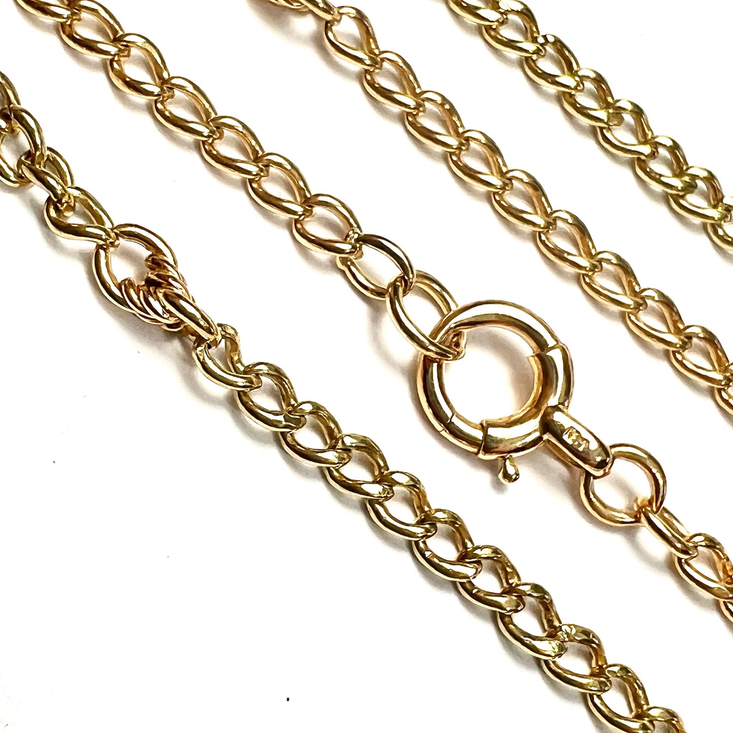 Very Long Vintage 18CT Gold Fancy Link Chain Necklace