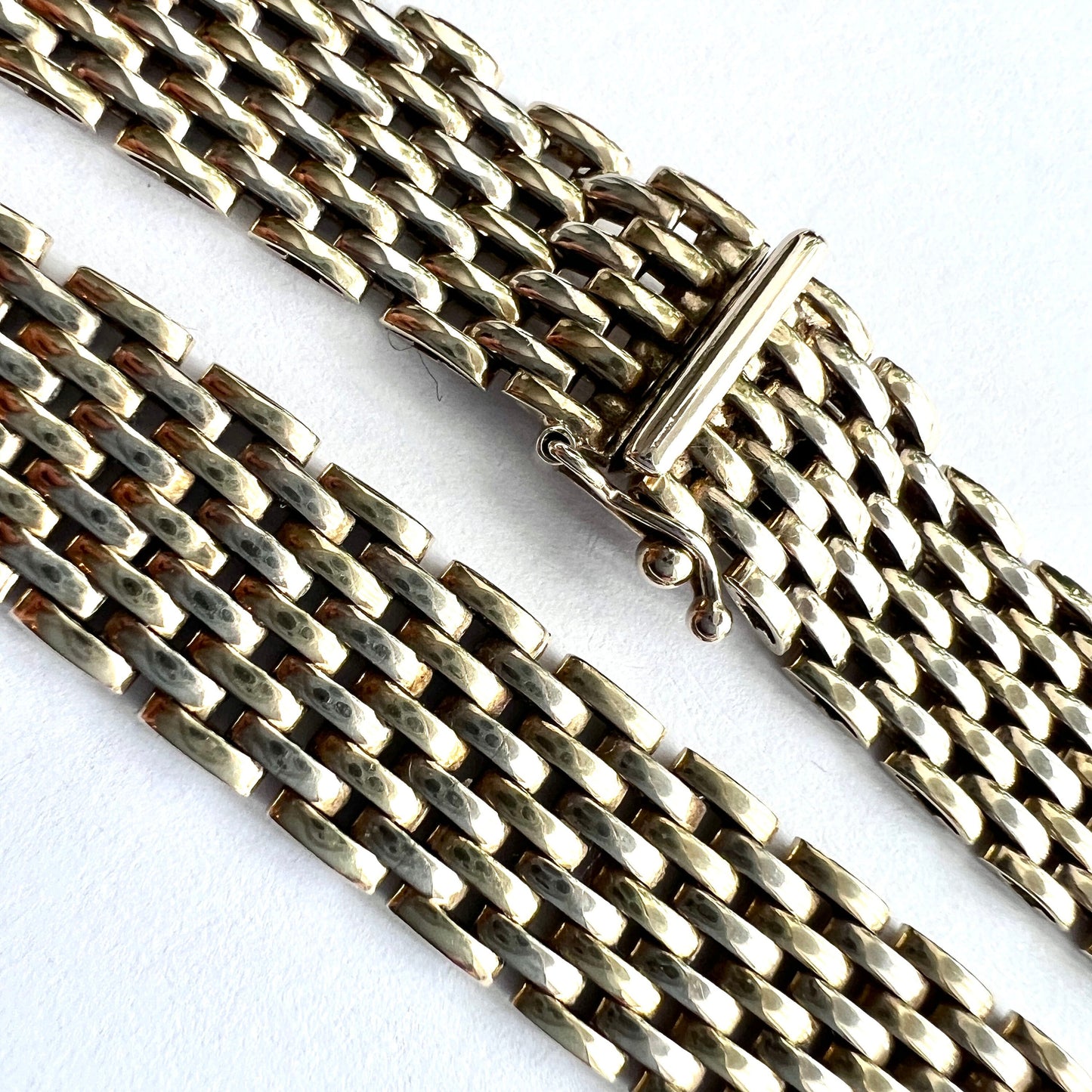 Vintage 9CT Gold Woven Panther Link Collar Necklace