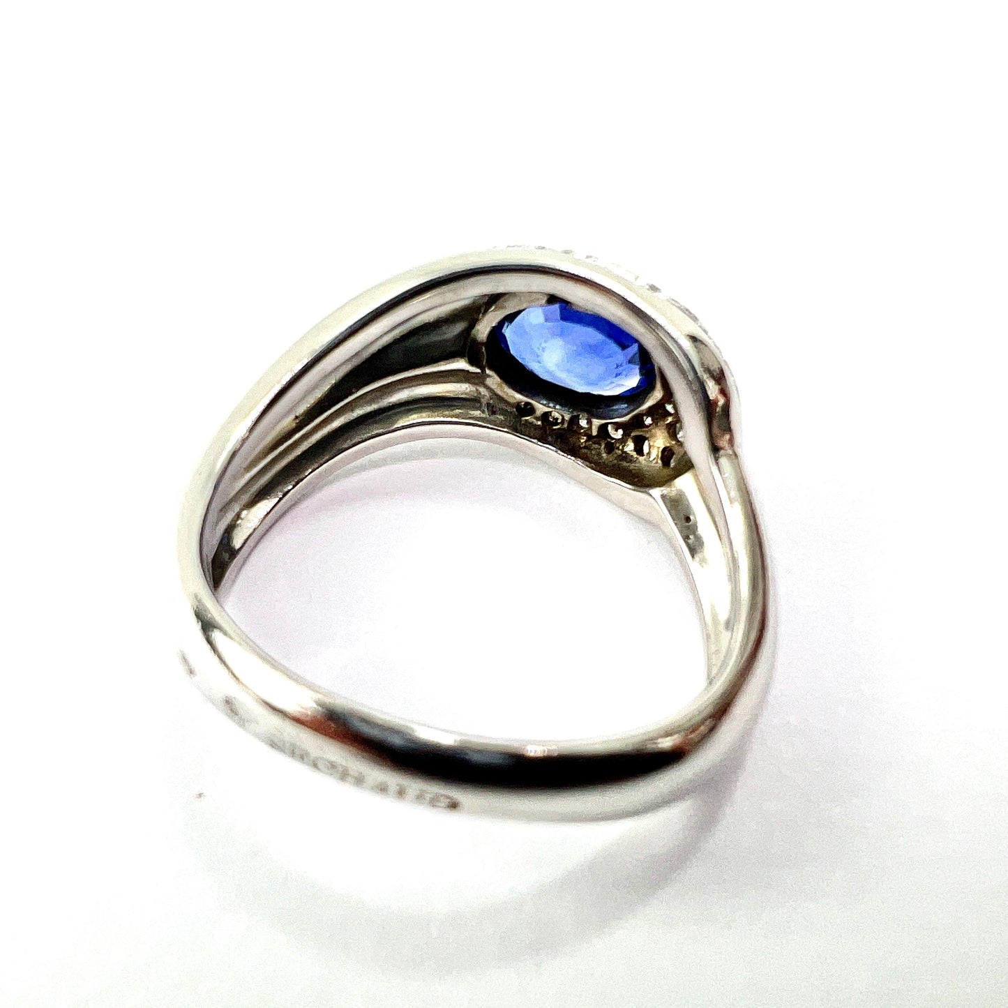 Vintage French 18CT White Gold Sapphire and Diamond Snake Ring