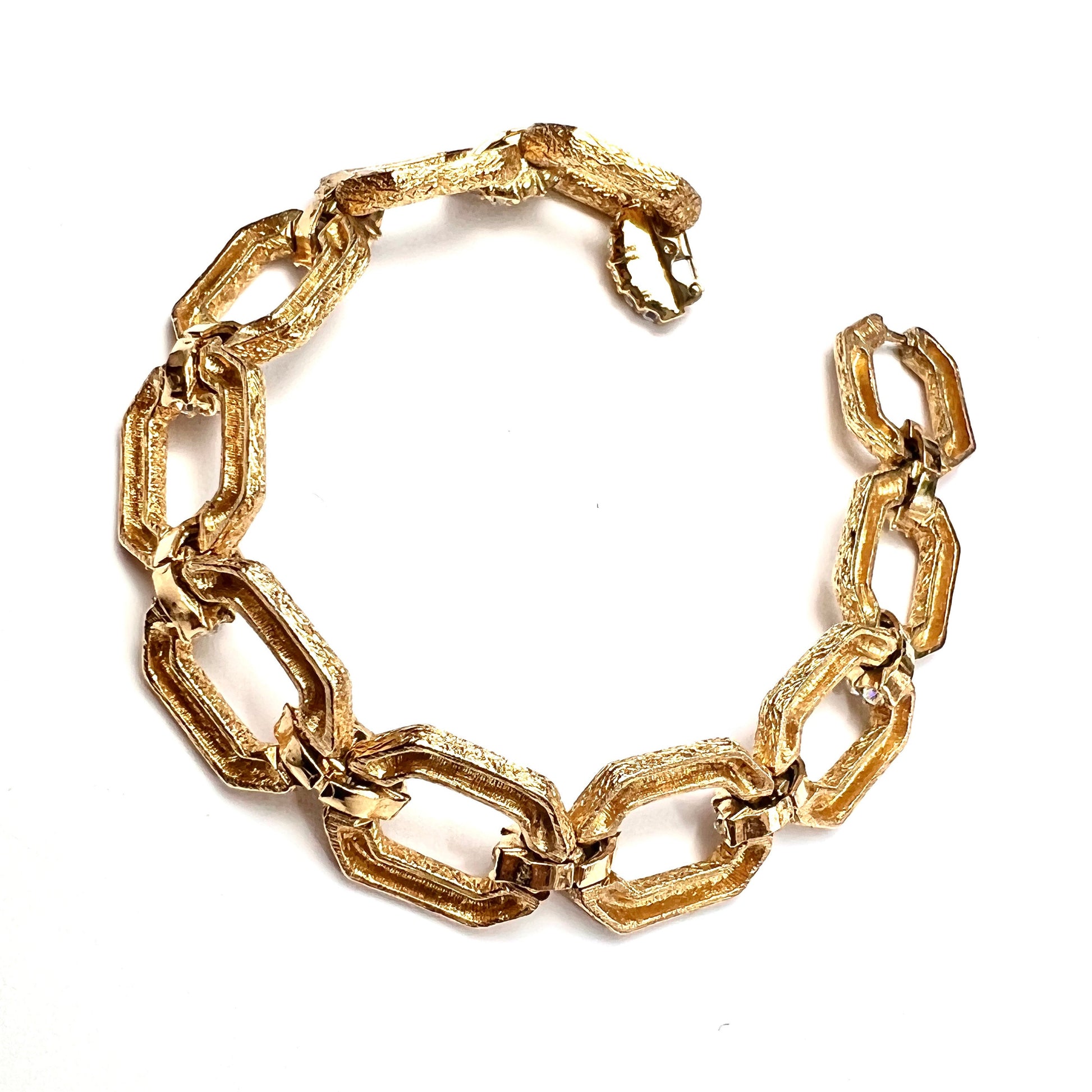 Vintage Attwood & Sawyer Gold Plated Swarovski Crystal Link Bracelet