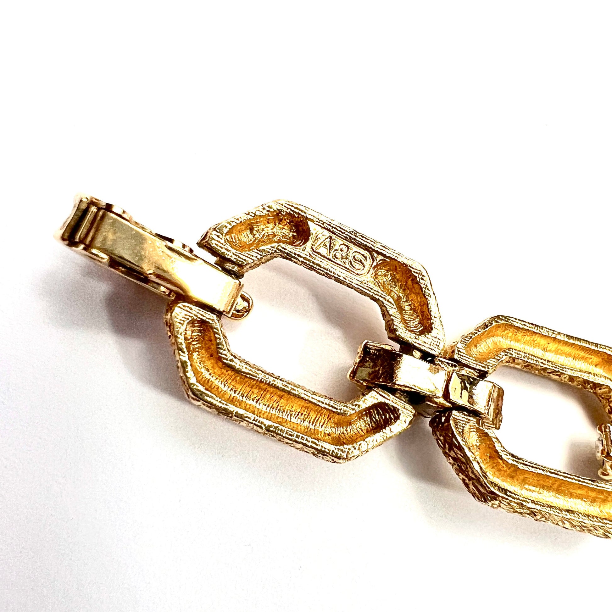 Vintage Attwood & Sawyer Gold Plated Swarovski Crystal Link Bracelet