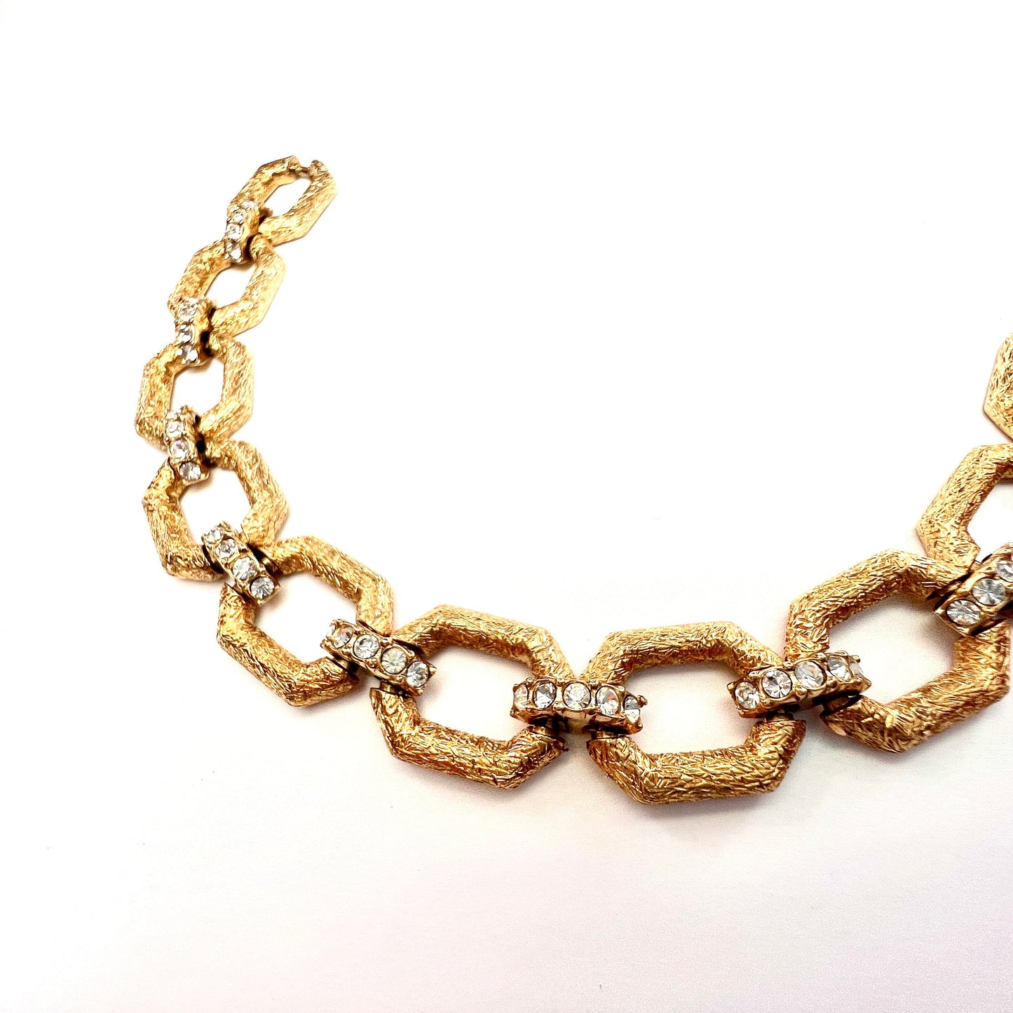 Vintage Attwood & Sawyer Gold Plated Swarovski Crystal Link Bracelet