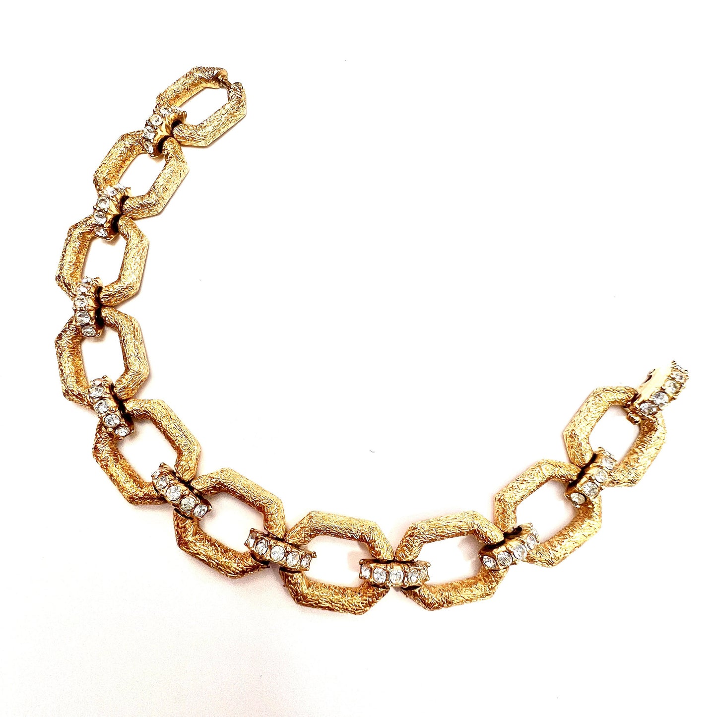Vintage Attwood & Sawyer Gold Plated Swarovski Crystal Link Bracelet
