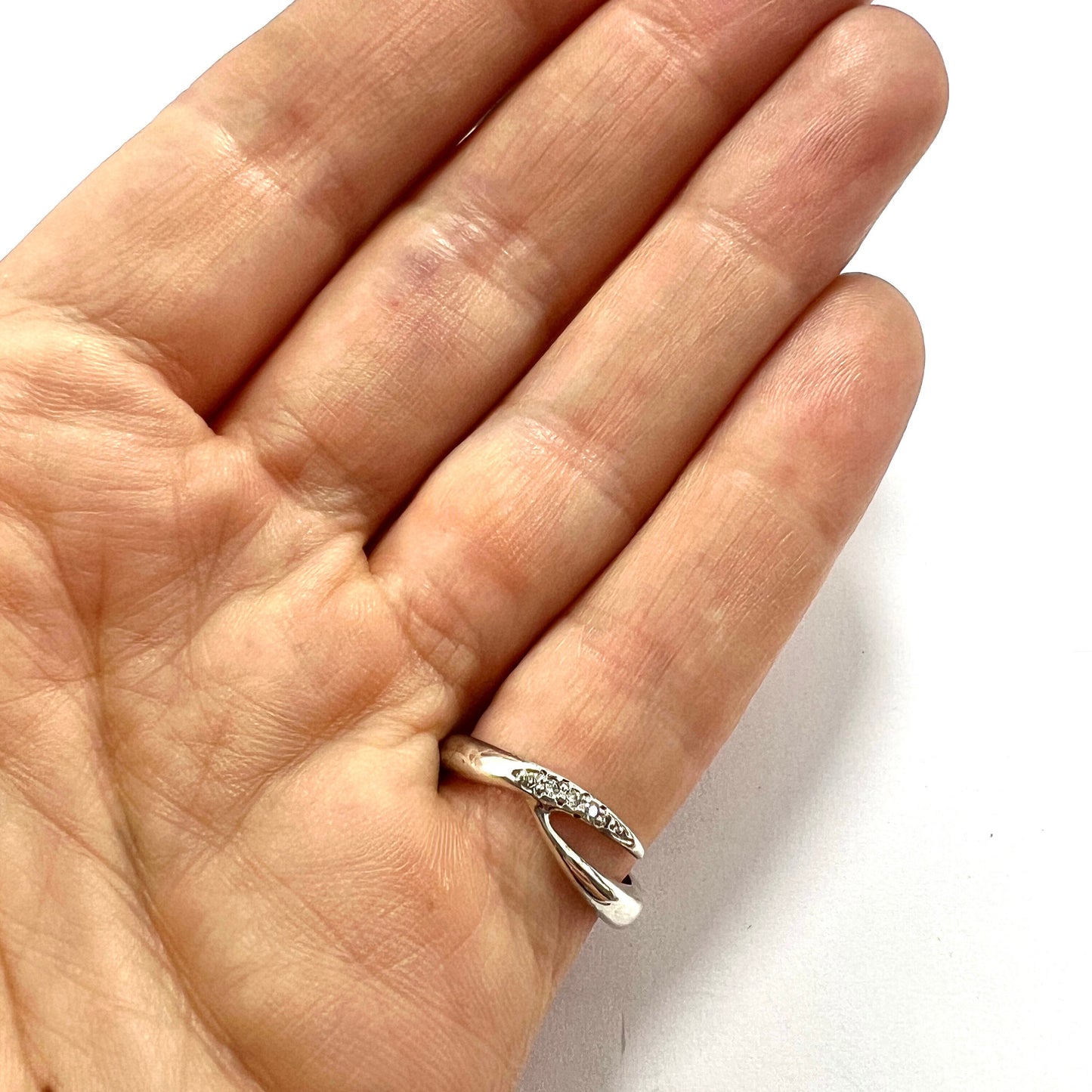 Vintage Five Stone Diamond and Sterling Silver Ring