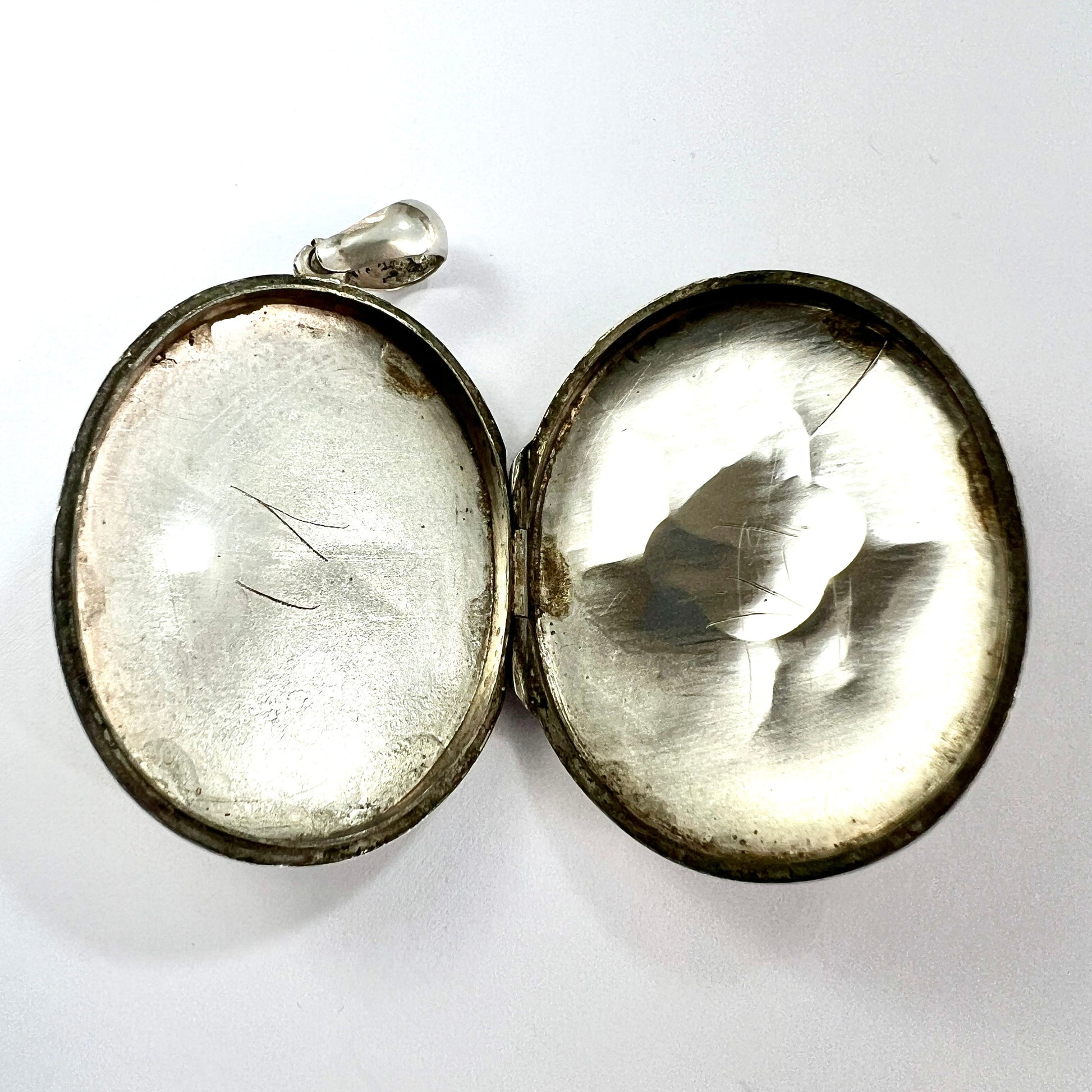 Antique Victorian Sterling Silver Bird Locket Pendant