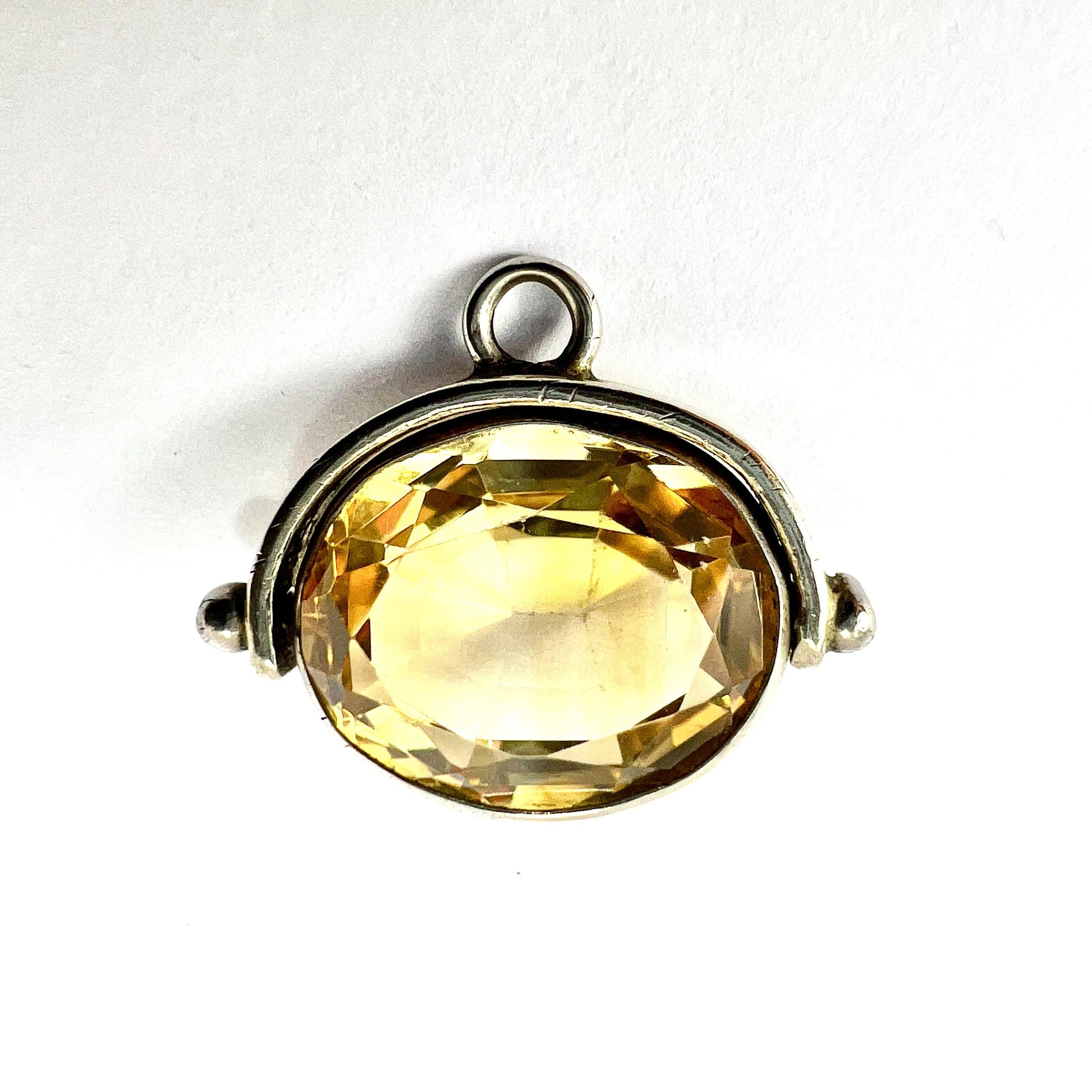 Small Antique Victorian Citrine Spinning Pendant Watch Fob Charm