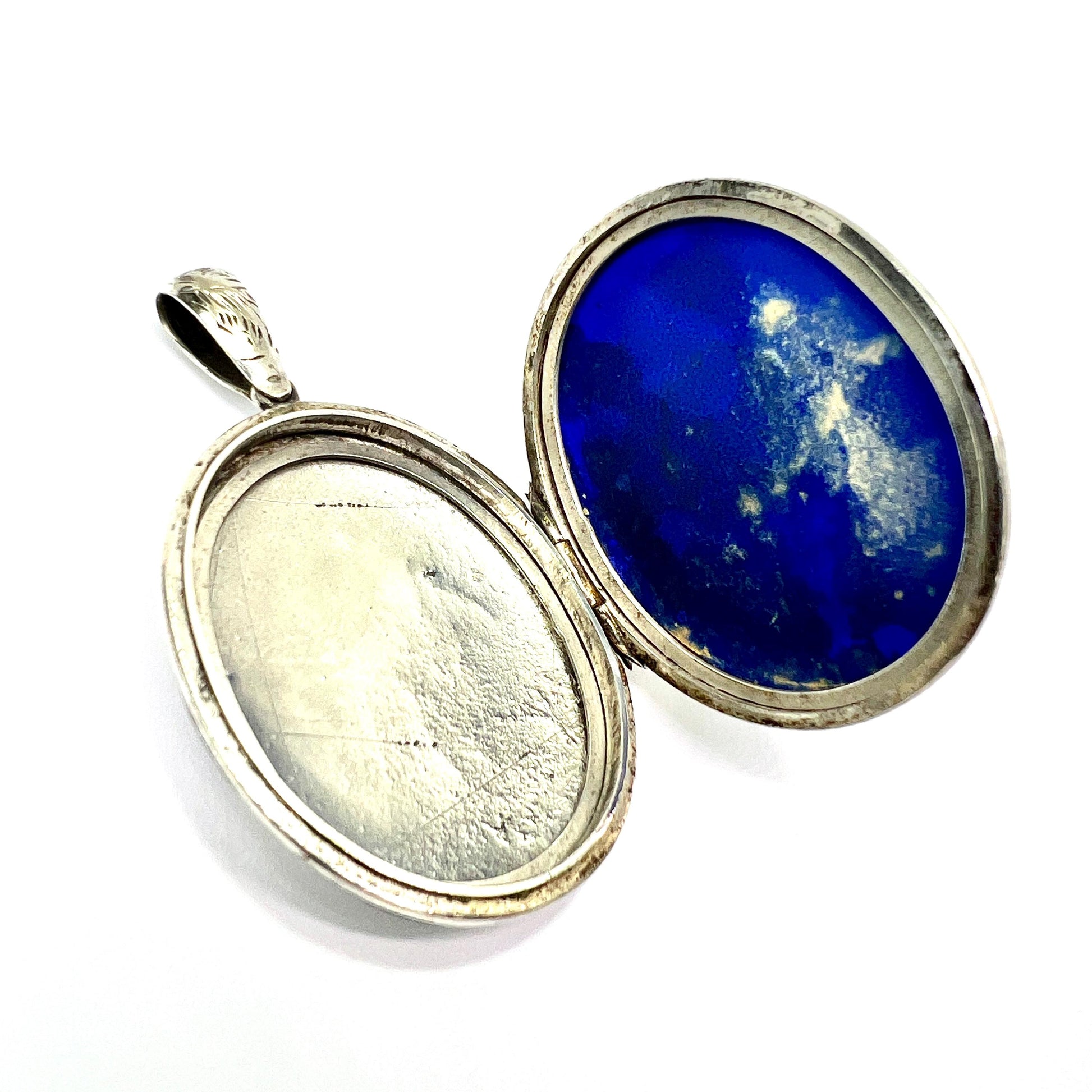 Large Antique Victorian Engraved Silver Locket Pendant