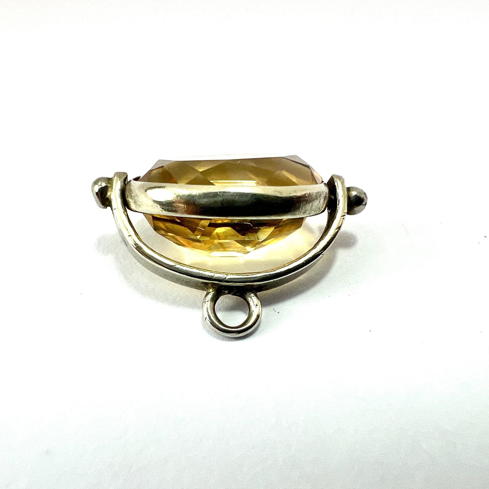 Small Antique Victorian Citrine Spinning Pendant Watch Fob Charm