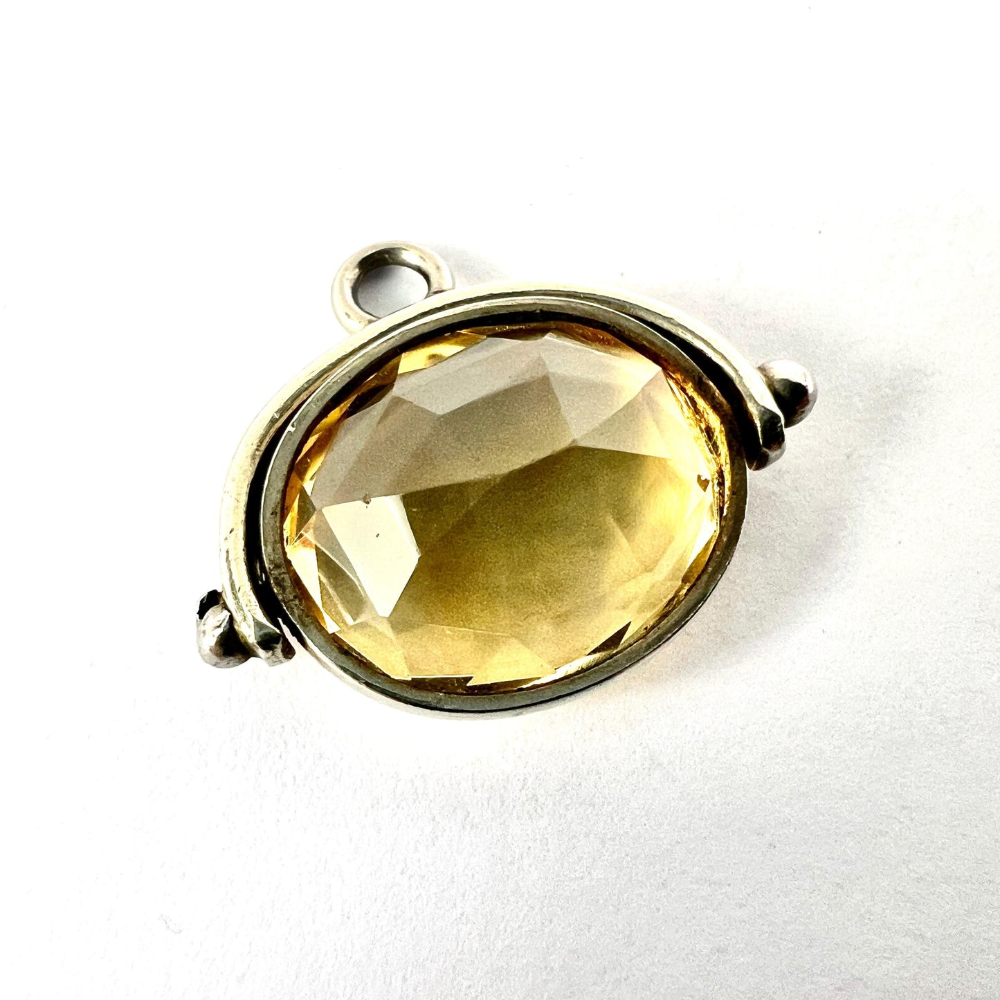 Small Antique Victorian Citrine Spinning Pendant Watch Fob Charm