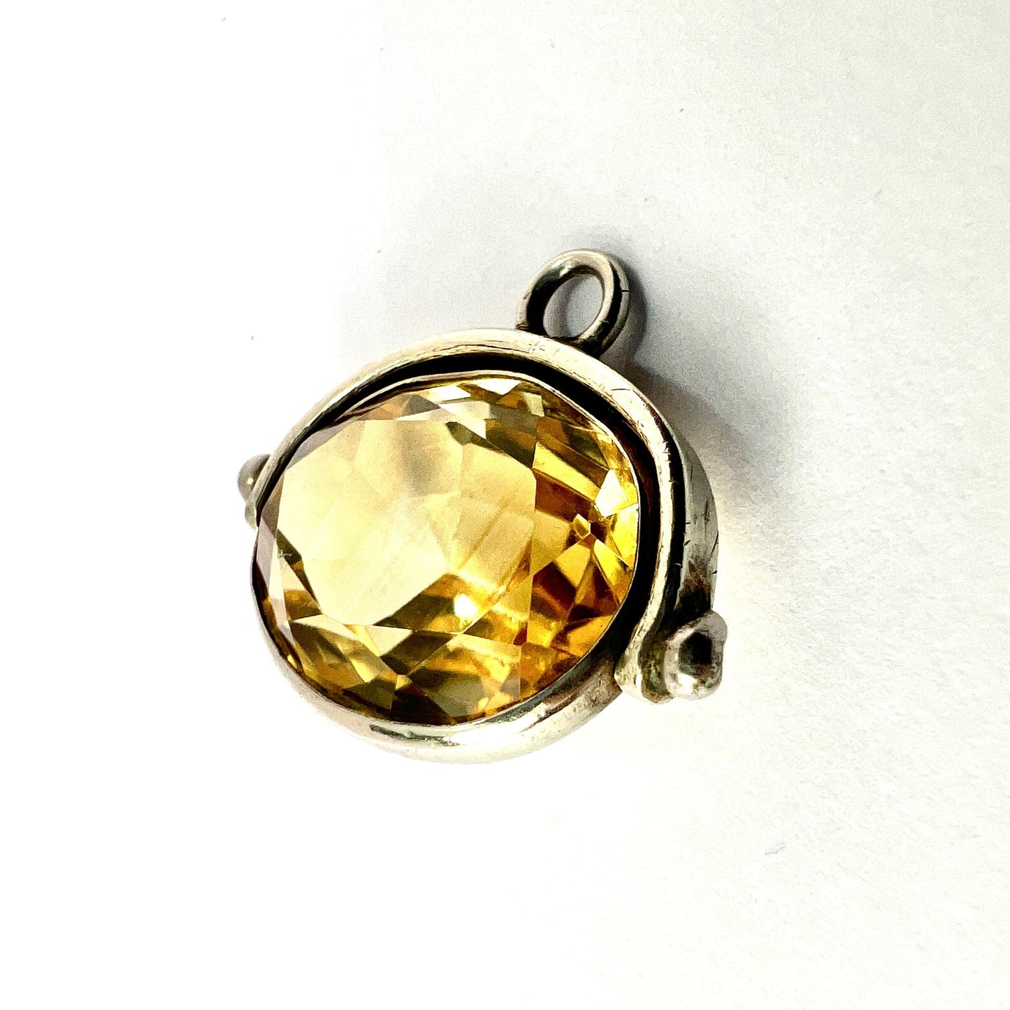 Small Antique Victorian Citrine Spinning Pendant Watch Fob Charm