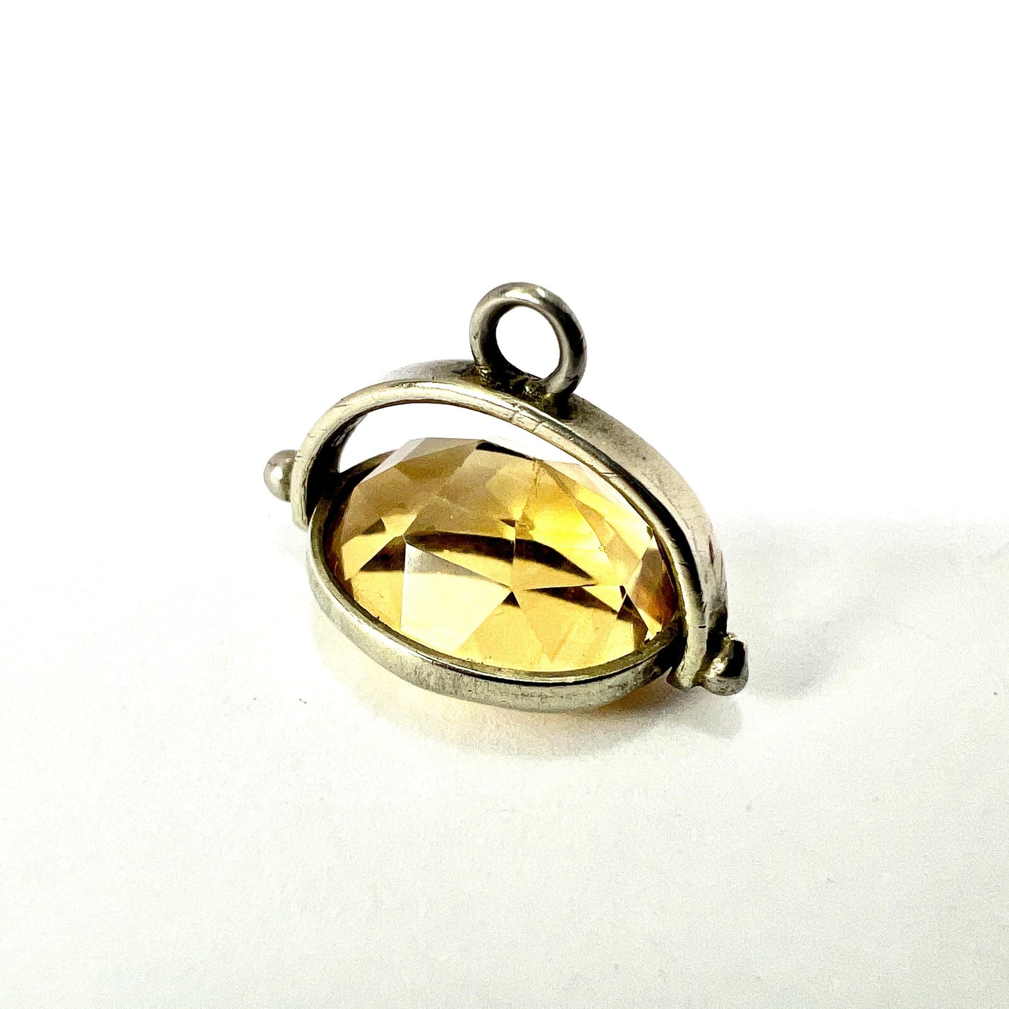 Small Antique Victorian Citrine Spinning Pendant Watch Fob Charm